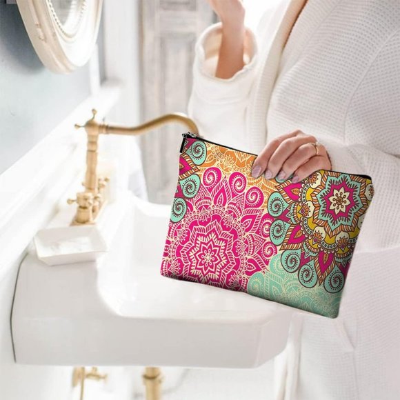 Women's High Quality Beautiful Canvas Waterproof Zipper Makeup Bag For Cosmetic - Picture 2 of 6